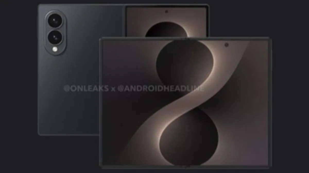 CNMO Galaxy Z Fold8 render leak showing foldable design and specification focus