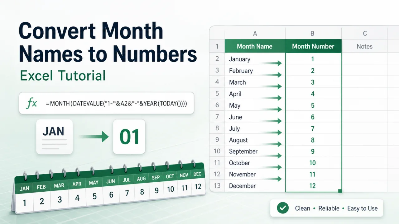 Writing Month as Number in Excel