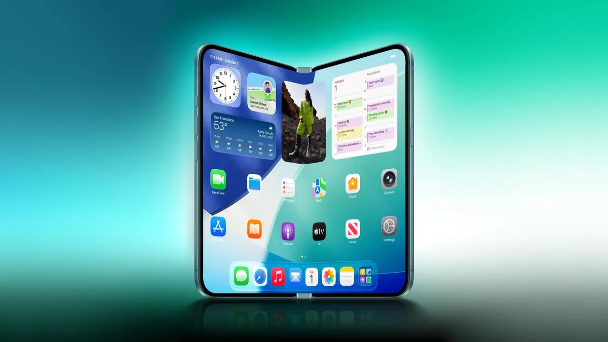 Editorial WebP cover showing a foldable iPhone Ultra launch rumor