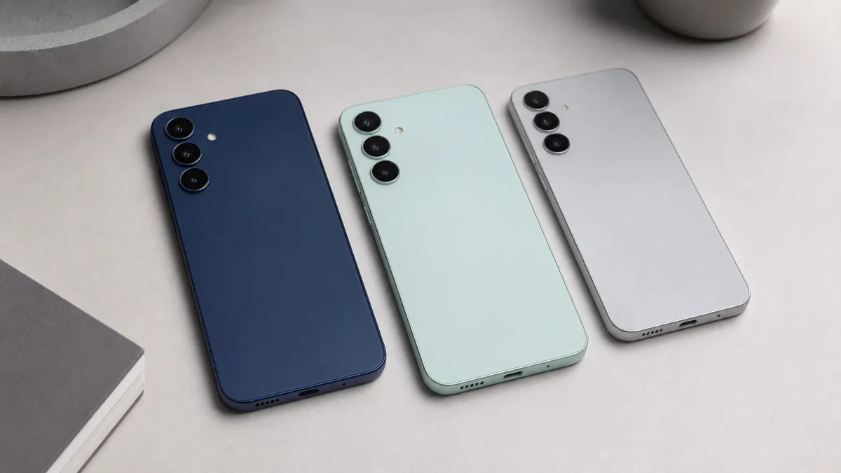 Generated unbranded budget smartphone render representing Galaxy A27 5G color leak