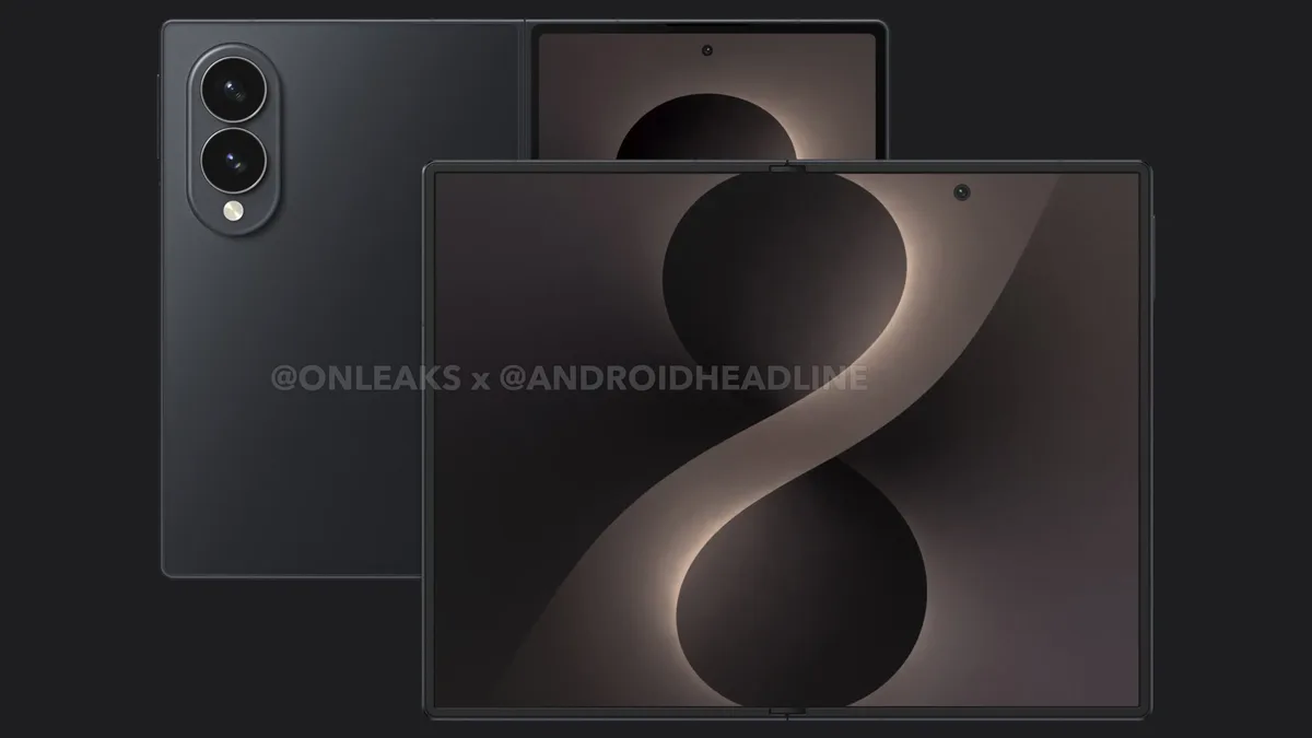 Leaked Galaxy Z Fold 8 render highlighting lighter foldable design and crease changes