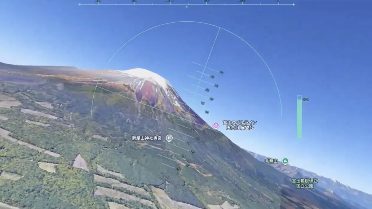 Google Earth web flight simulator interface on a laptop screen