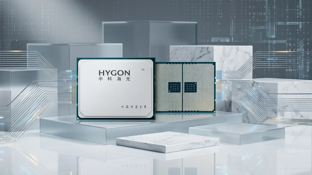 Hygon data center CPU and AI GPU hardware image from Chinese chip launch report