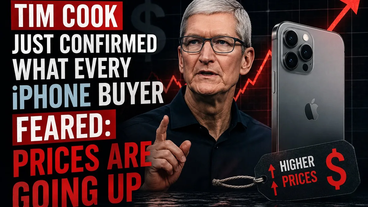 iPhone price increase report shown beside an Apple smartphone