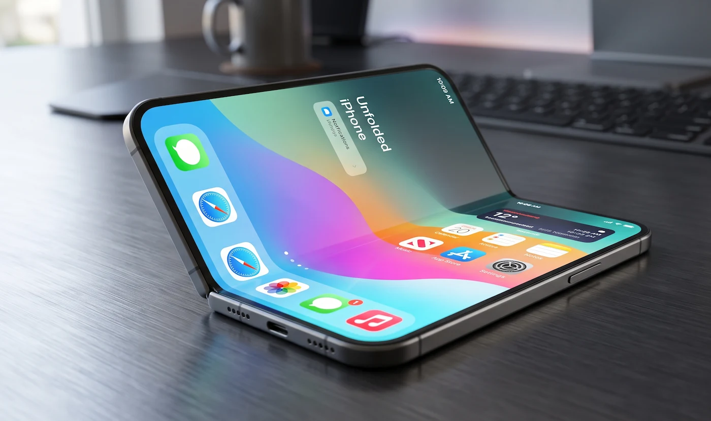iPhone Ultra foldable pricing report cover with premium phone silhouette