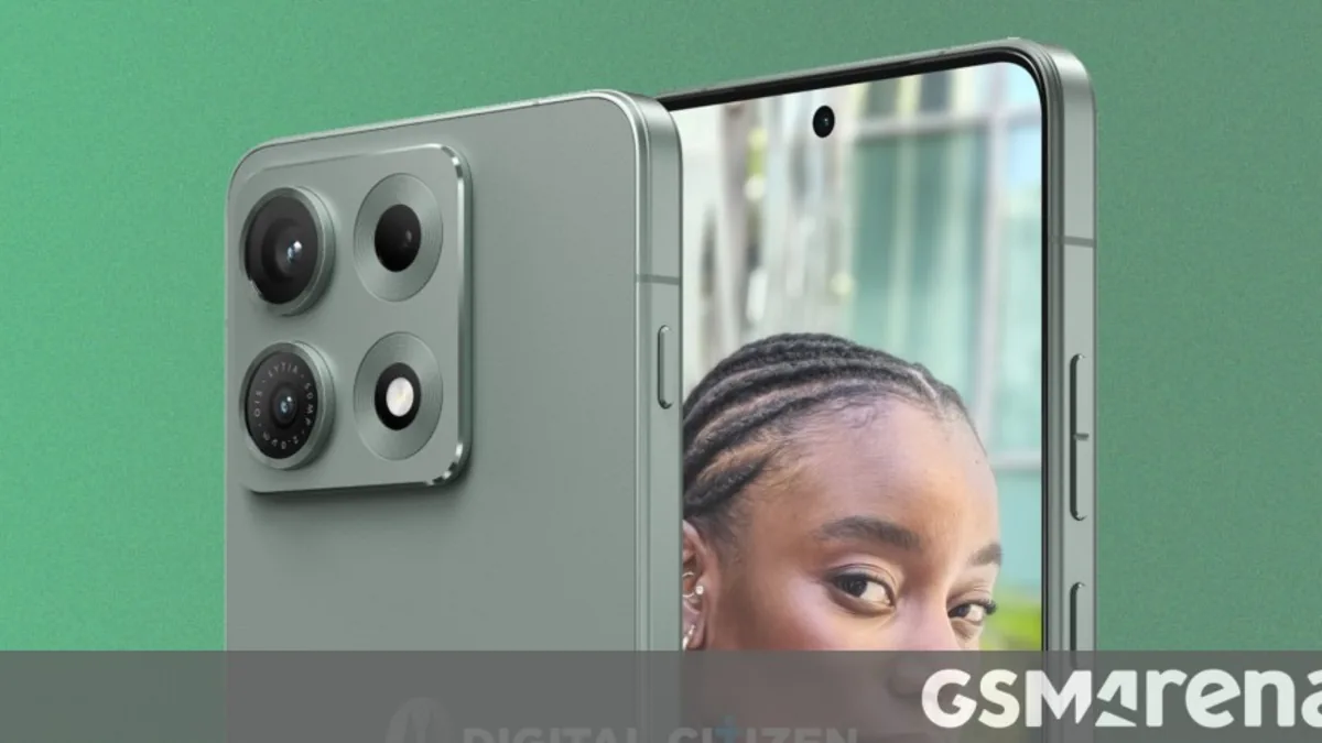 Editorial WebP cover showing a premium Motorola style smartphone camera leak
