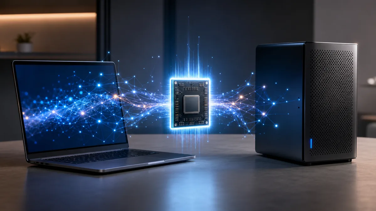 Generated laptop and desktop local AI chip image for Nvidia RTX Spark coverage