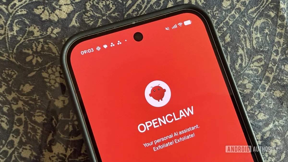 OpenClaw Android app interface shown on a phone for self-hosted AI assistant control