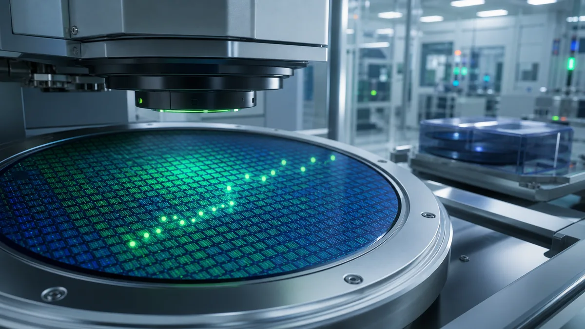 Generated semiconductor wafer inspection image for 2nm foundry yield progress