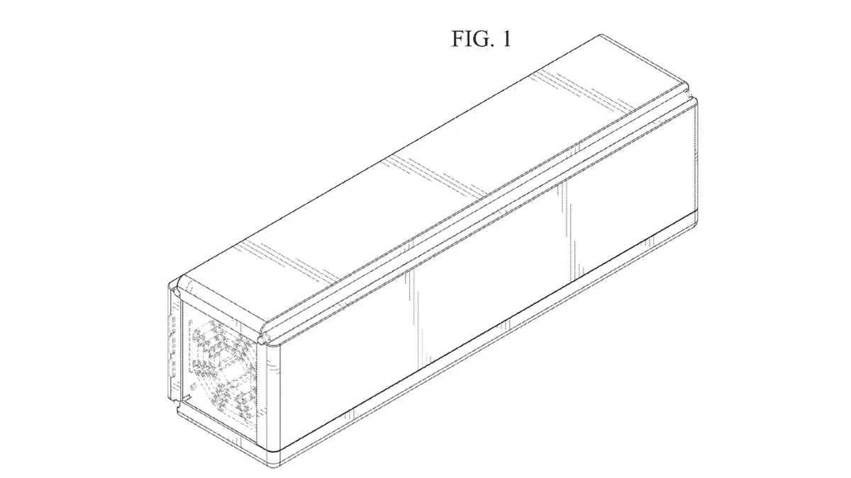 Samsung patent drawing style foldable rollable phone concept with expandable display panels