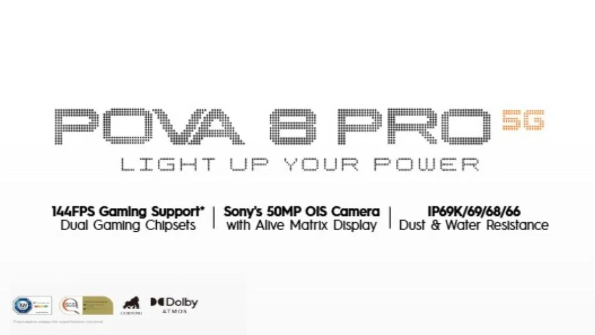 POVA 8 Pro 5G leaked marketing poster with gaming chipset details