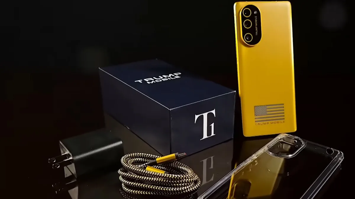Trump T1 branded smartphone render used for manufacturing origin analysis