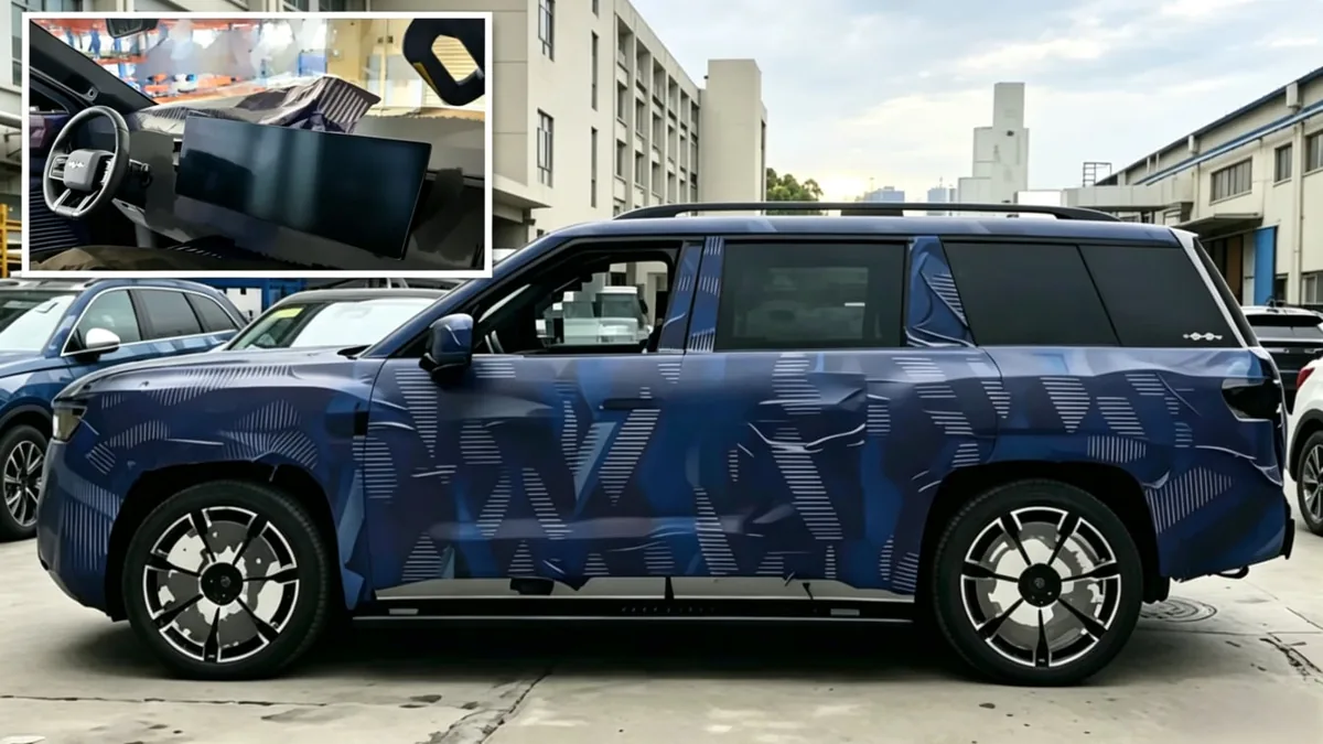 BYD Fangchengbao Ti9 interior leak with continuous screen layout