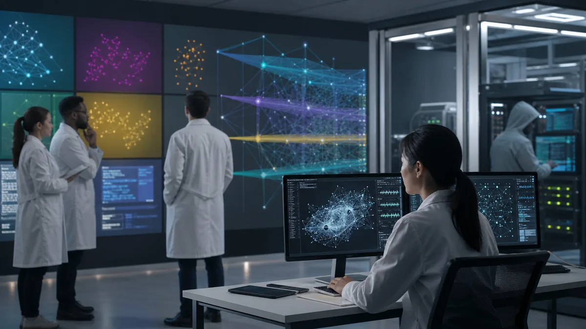 Generated editorial image of AI model safety evaluation and jailbreak testing