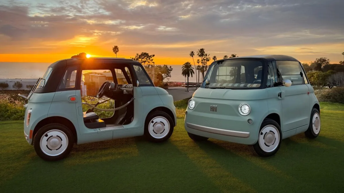 Fiat Topolino compact electric vehicle in a city mobility setting