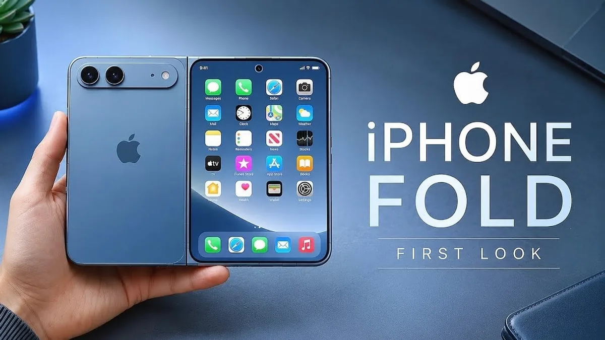 Foldable iPhone concept image showing a book style device