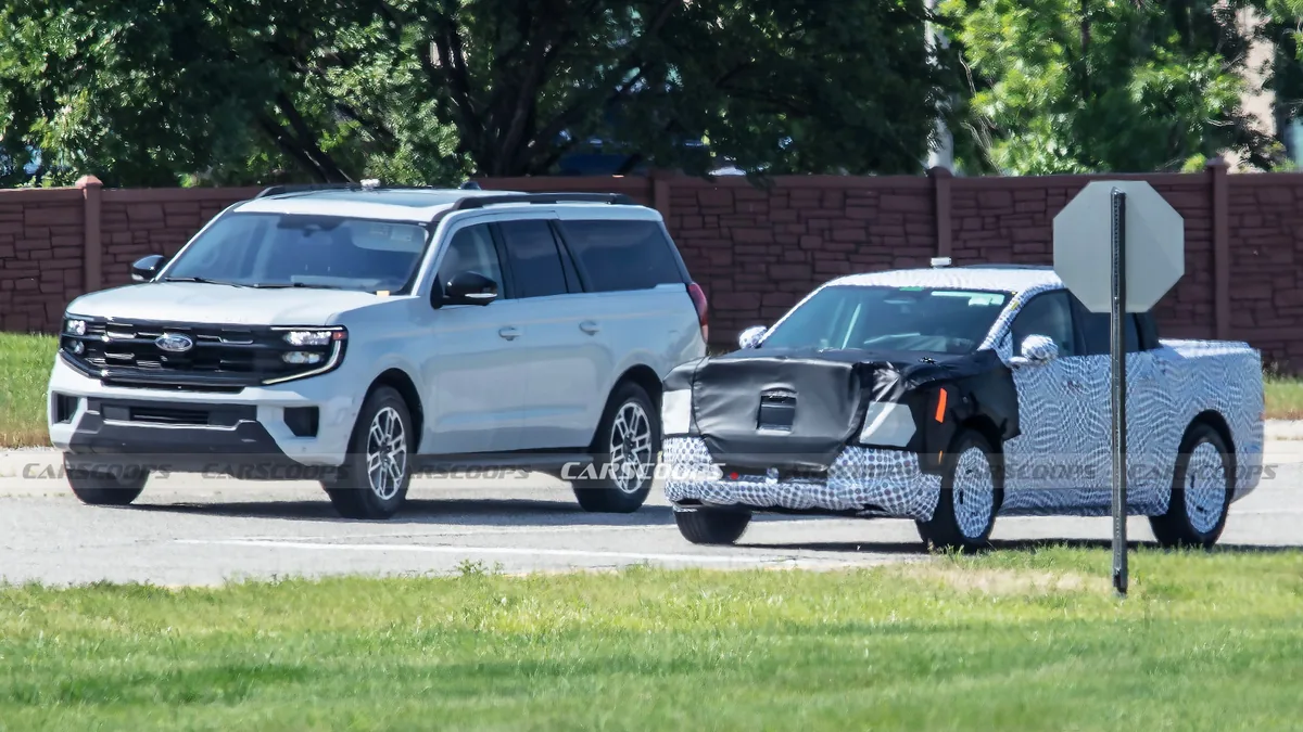 Ford affordable electric pickup spy shot with compact truck proportions
