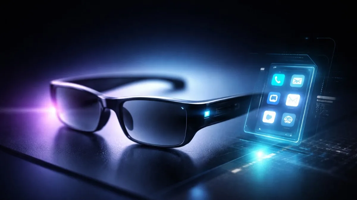 Galaxy Glasses app leak illustration with smart glasses and wearable devices