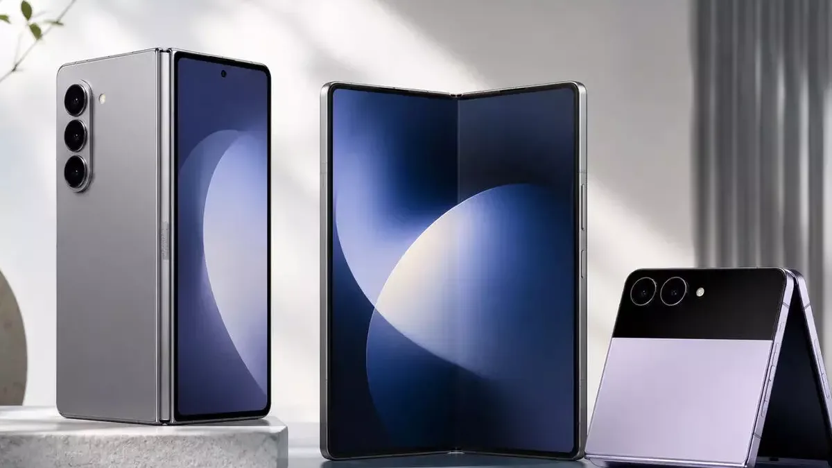 Samsung foldable phone render showing wide inner display proportions
