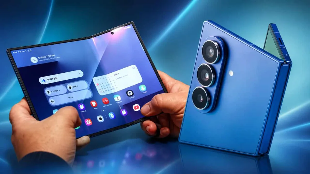 Samsung foldable phone teaser with redesigned hinge and wider screen