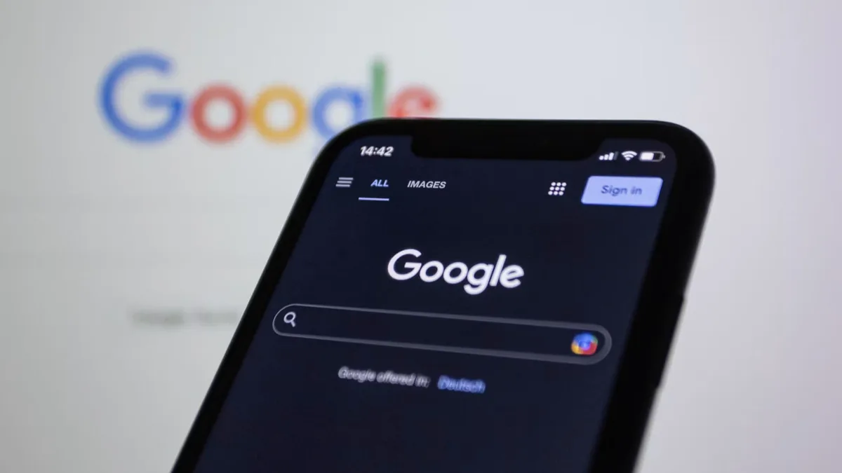 Google search and uploaded media privacy settings on a laptop screen