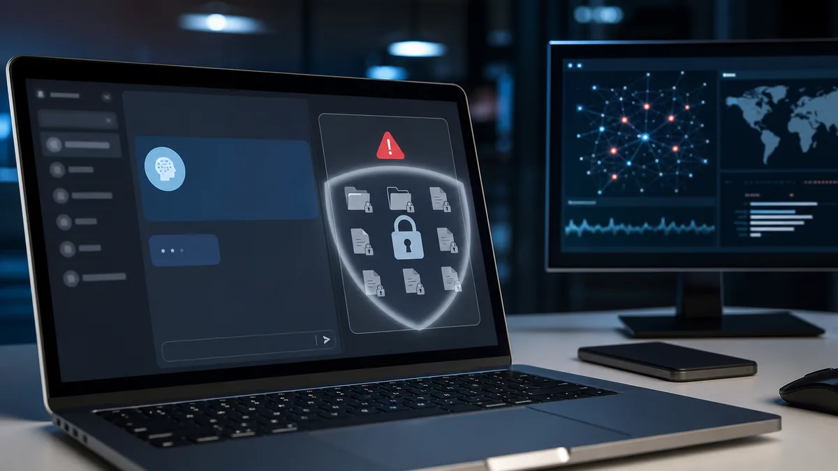 AI sandbox security screen showing file access controls and warning signals