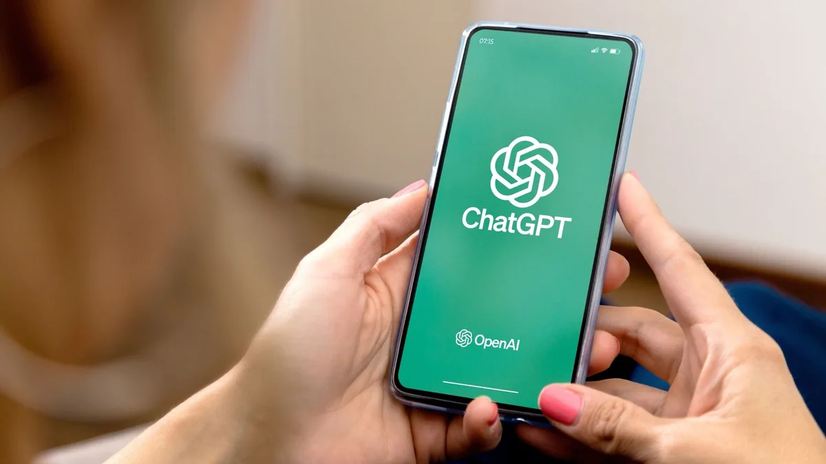 OpenAI conversational AI concept image showing a phone and assistant interface